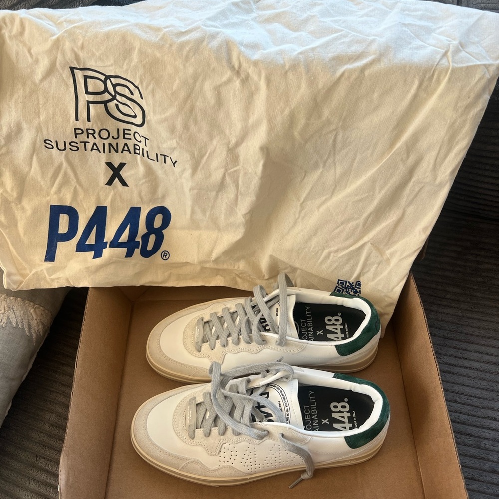 New Never Worn P448 White Sneakers with Green Soles size 39/8.5